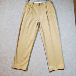 L.L. Bean Pants Mens 35 Tan Chino Cotton Comfort Waist Flat Front Regular Fit